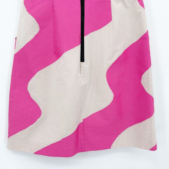 Milly Hot Pink Sand Wave Print Sleeveless Cotton Shift Dress Womens Size 6 - Picture 11 of 12